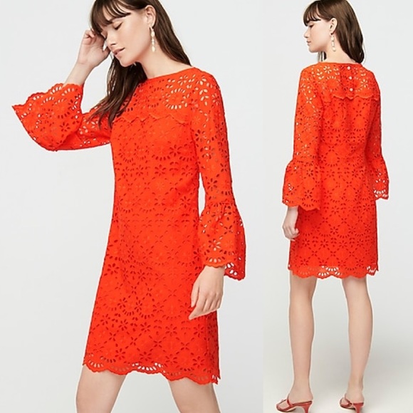 J. Crew Dresses & Skirts - J. Crew Bell-Sleeve Dress In Embroidered Eyelet